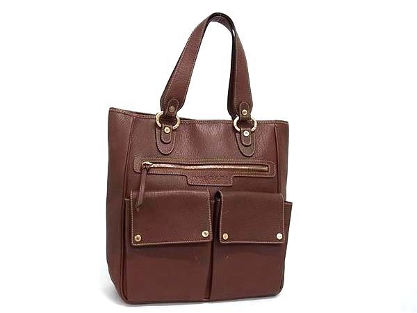 美品 BVLGARI ブルガリ トートバッグ マキシレッタレ - ブラウン系 レザー ユニセックス ベッキー ロゴ【本物保証】