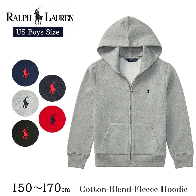 ボーイズ ワンポイント フルジップ パーカー 323547626 ブラック ネイビー グレー ラルフ 定番 メンズ レディース 男女兼用 キッズ 150cm 160cm 170cm