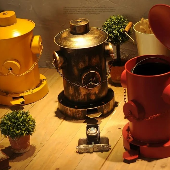 ダストボックス ゴミ箱 消火栓風 リサイクルゴミ箱 蓋付き ペダル式開閉 レッド イエロー ブロンズ アメリカン ヴィンテージ調 4-7 9,730円