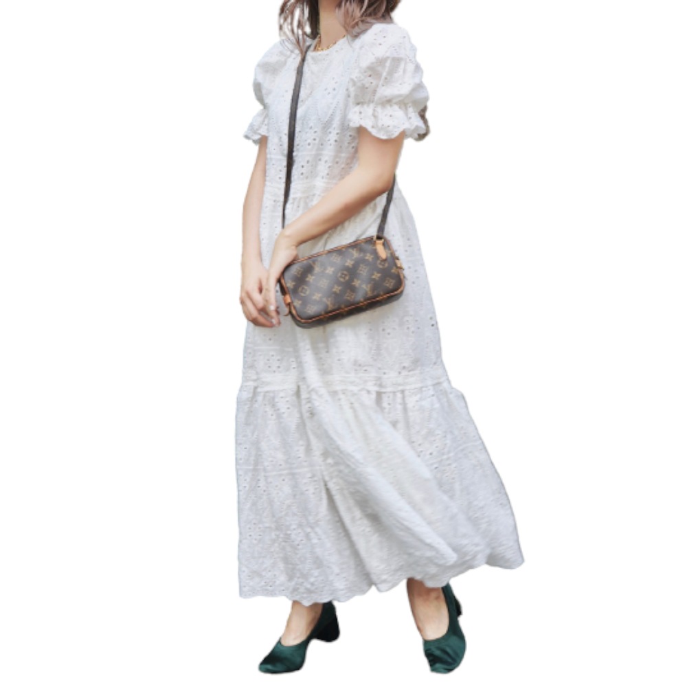 Cutwork Cotton Lace Long Onepiece (white) A,D,G レディース