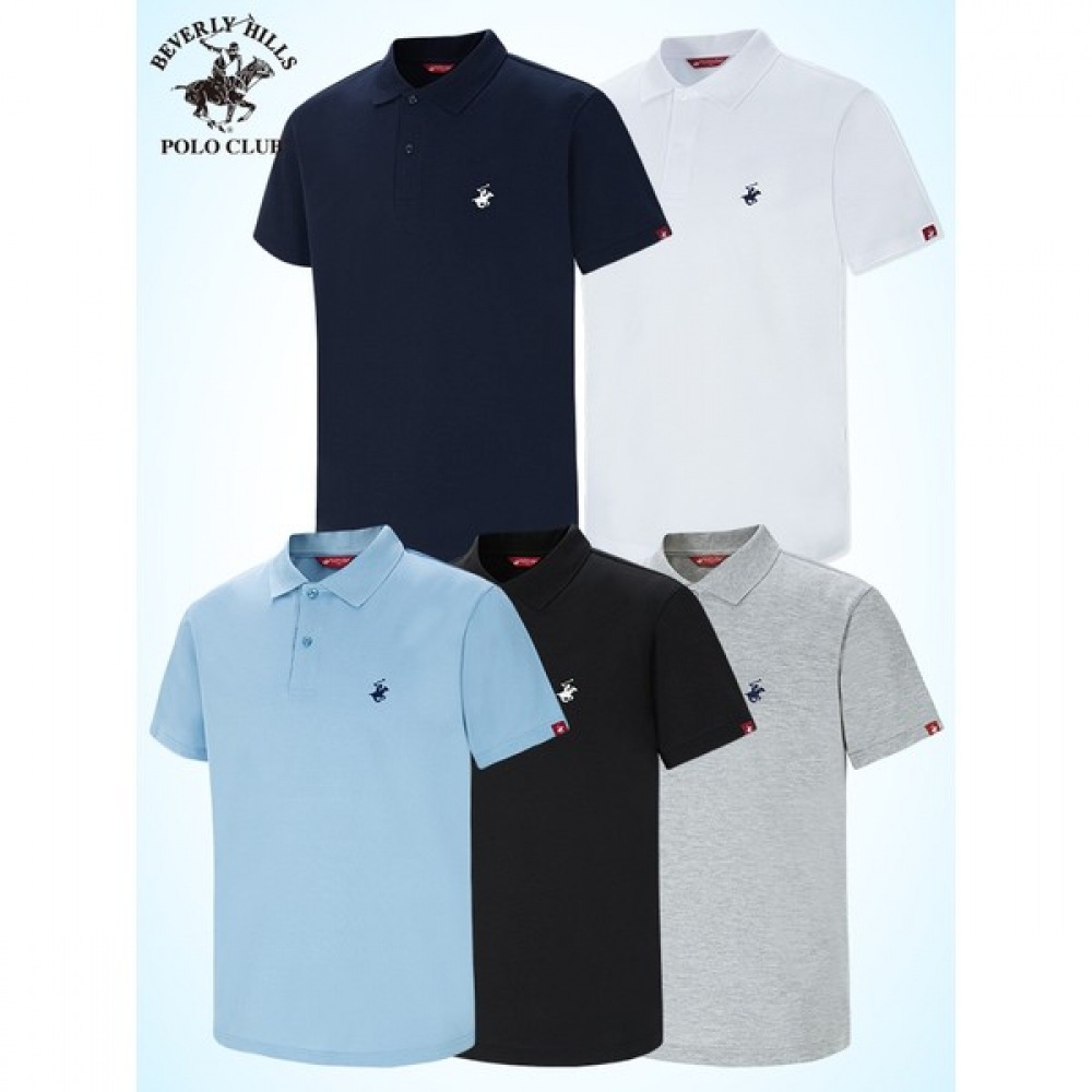 [ビバリーヒルズポロクラブ] ユニセックスオリジナルPKポロツーボタン半袖襟Tシャツ 5,318円