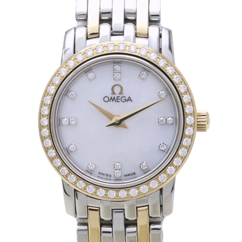 デヴィル プレステージ 4375.95.00 ダイヤベゼル インデックスダイヤ【磨き済/電池交換済】K18YG イエローゴールド xステンレススチール レディース /39861【中古】【腕時計】