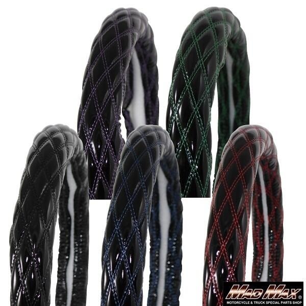 ハンドルカバー ダブルステッチ つやありエナメル ブラック 2HS キルトハンドルカバー Luster(ラスター）ステアリングカバー プロフィア UD スーパーグレート ギガ レンジャー コンドル フ