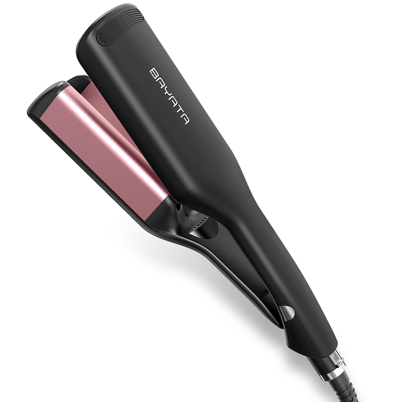 BAYATA コテ 32mm ヘアアイロン ウェーブアイロン ワッフルアイロン【初心者向け・挟むだけで巻き髪作る・千万級マイナスイオン吹出】カールアイロン ウェーブ巻き 100℃～210℃温度調節 全