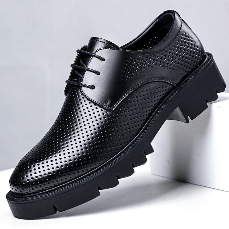 メンズインナー身長アップ メンズシューズ レザーシューズ ビジネススーツ 編み上げ 厚底 カジュアル 新郎 中空牛革 男性用身長アップシューズ 10cm