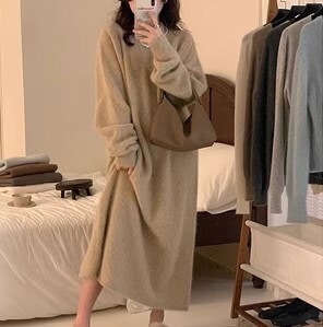 ワンピース オーバーサイズ ニットワンピース ワンピドレス ロング丈 長袖 ラウンドネック ニット かわいい 大人可愛い きれいめ カジュアル 大人 上品 おしゃれ お洒落 かっこいい 大人女子