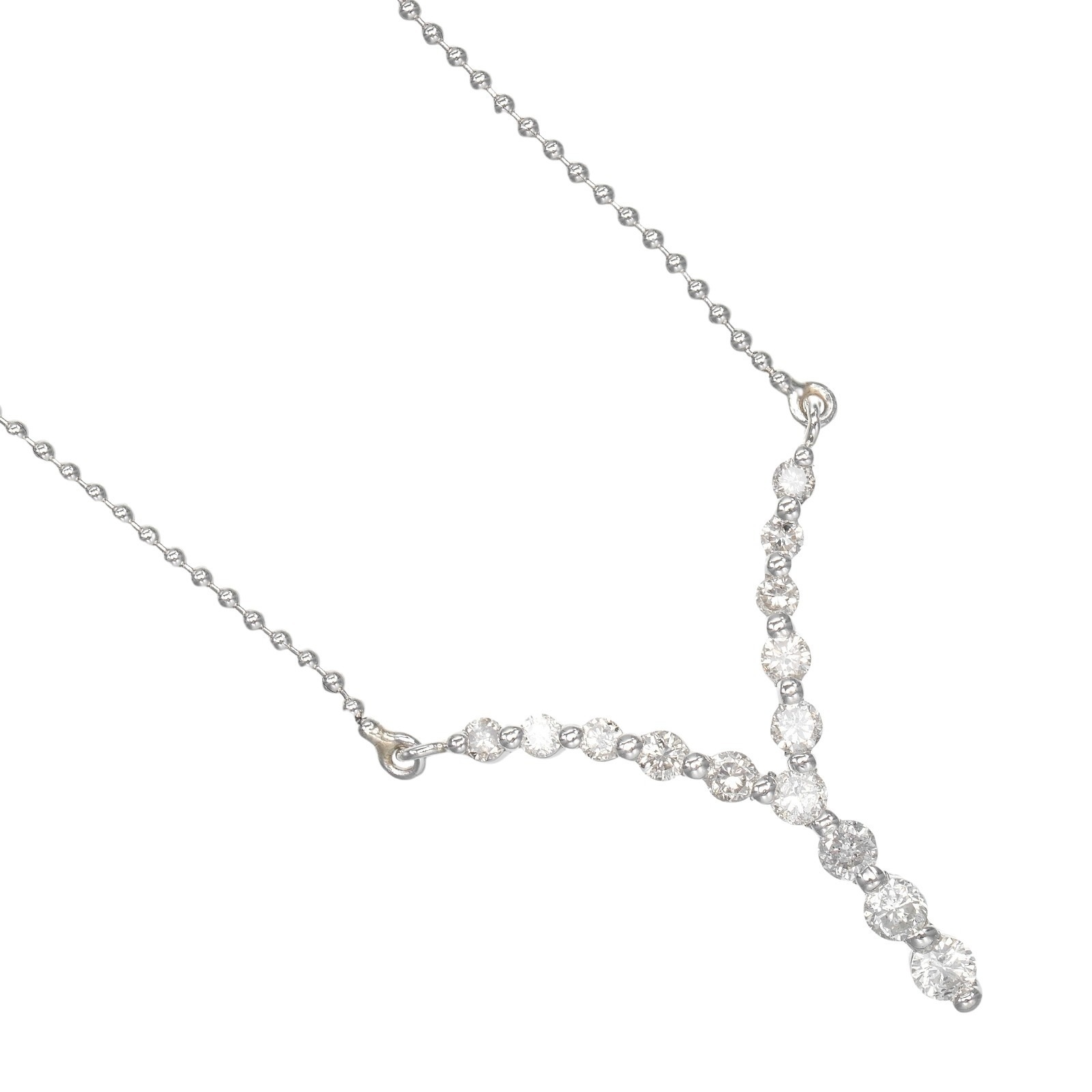 Y字 ネックレス Pt900プラチナ ダイヤモンド 約3.8g レディース 中古品 Aランク