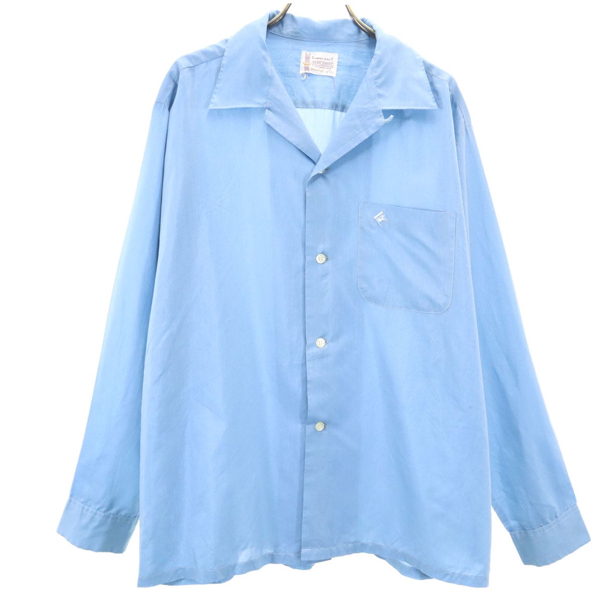 PENNEYS ペニーズ 60s タウンクラフト ヴィンテージ 長袖 オープンカラーシャツ L ネイビー系 TOWNCRAFT メンズ 古着
