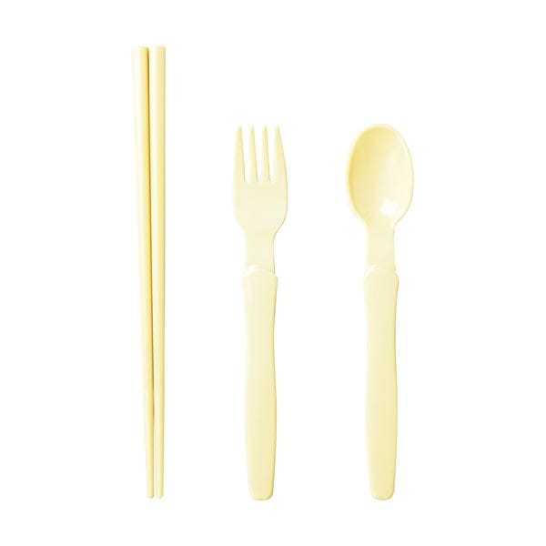 （まとめ）小森樹脂 箸/スプーン/フォークセットナチュラル 1セット[x10セット]