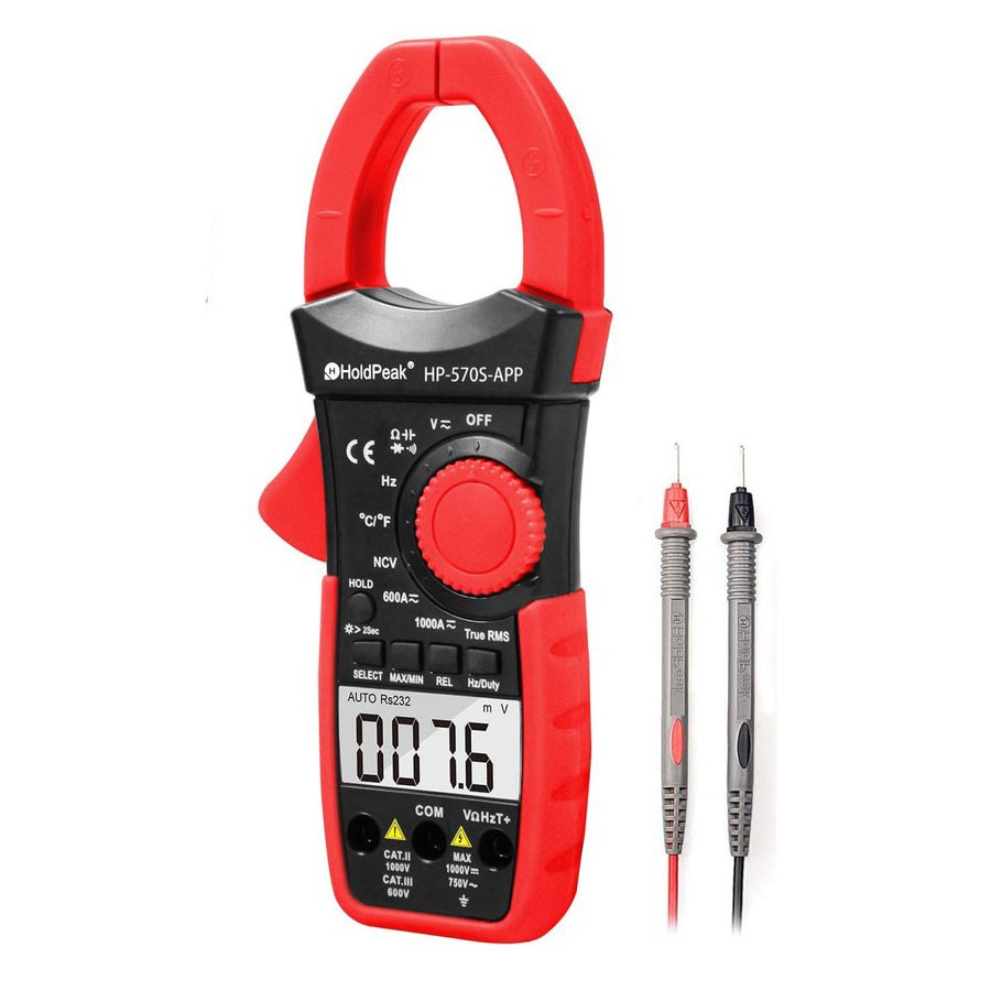 クランプメーター bluetooth 6000カウントオートレンジ 高精度 AC DC電流電圧 温度容量抵抗 ダイオードの測定 デューティサイクル