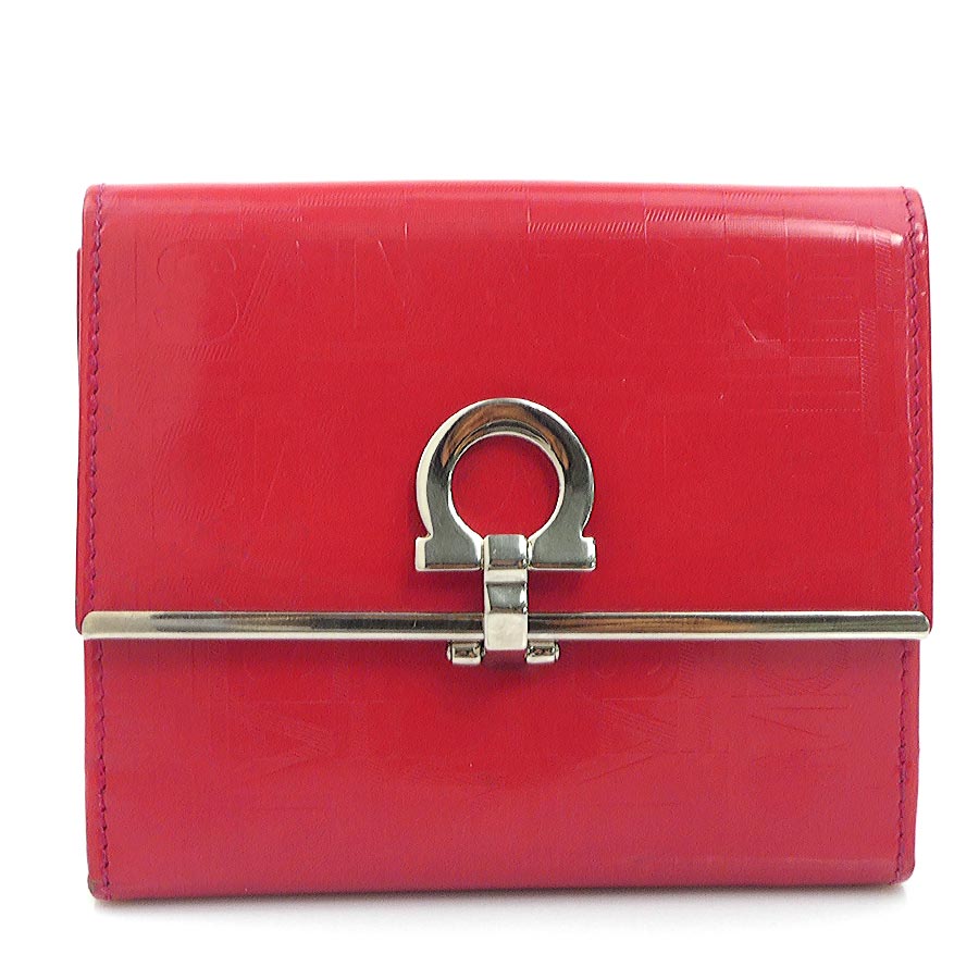 サルヴァトーレフェラガモ Salvatore Ferragamo 二つ折り財布 ガンチーニ レザー レッド レディース r11095a
