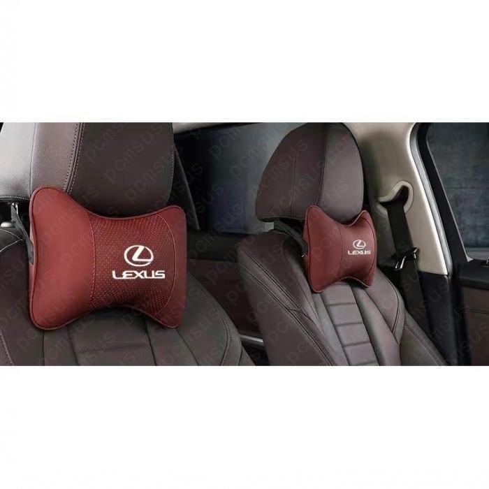 【急速出荷】 ES NX RX IS CT UX ES300h RX200 NX UX260H 汎用 ネックパッド 2個 ロゴレザー 内装パーツ 首用クッション 4色選択可