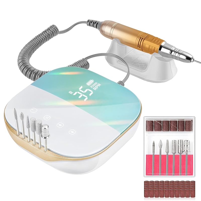 Madenia 充電式ネイルマシン ネイルマシン ネイルマシーン ネイルマシーン 電動ネイル マシン 電動ネイルマシン プロ 充電式 タッチパネル搭載 LCDディスプレイ 35000RPM スピード調