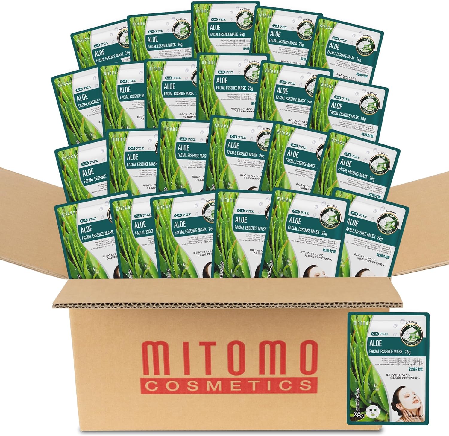 日本製 アロエ 保湿 水分 美容シートマスク/800枚x1セット＝800枚/美容液/美容マスクパック/スキンケア 潤いマスクパック[MTSS00516-C-4x080]