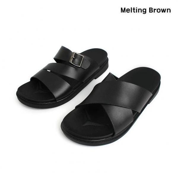 メンズカジュアル牛革クッションスリッパ 2TYPE