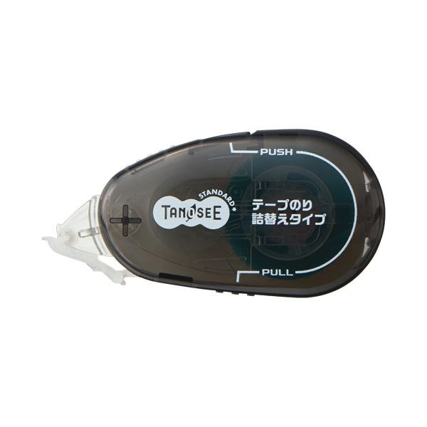 （まとめ）TANOSEE テープのり（リフィル式ドットタイプ） 本体 コンパクト 8.4mm15m ブラック 1セット（10個） 3セット