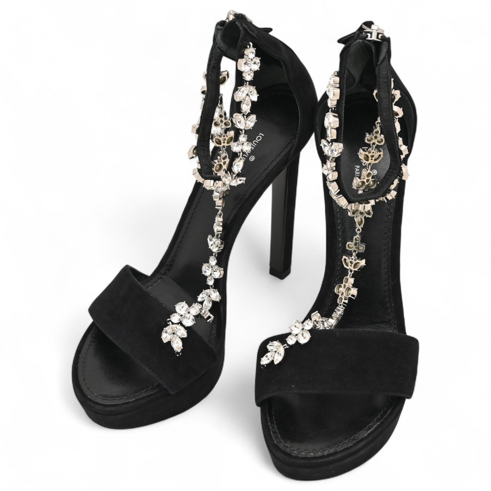 ルイヴィトン LVサークル フラワービジュー サンダル スエード 38 Aランク lv9929vd