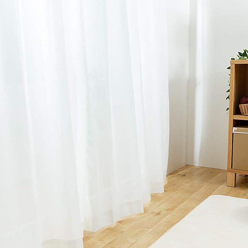 即納：【全8種】 プライバシーレースカーテン UVカット 洗える 防炎加工 ホワイト 幅100cm×丈98cm