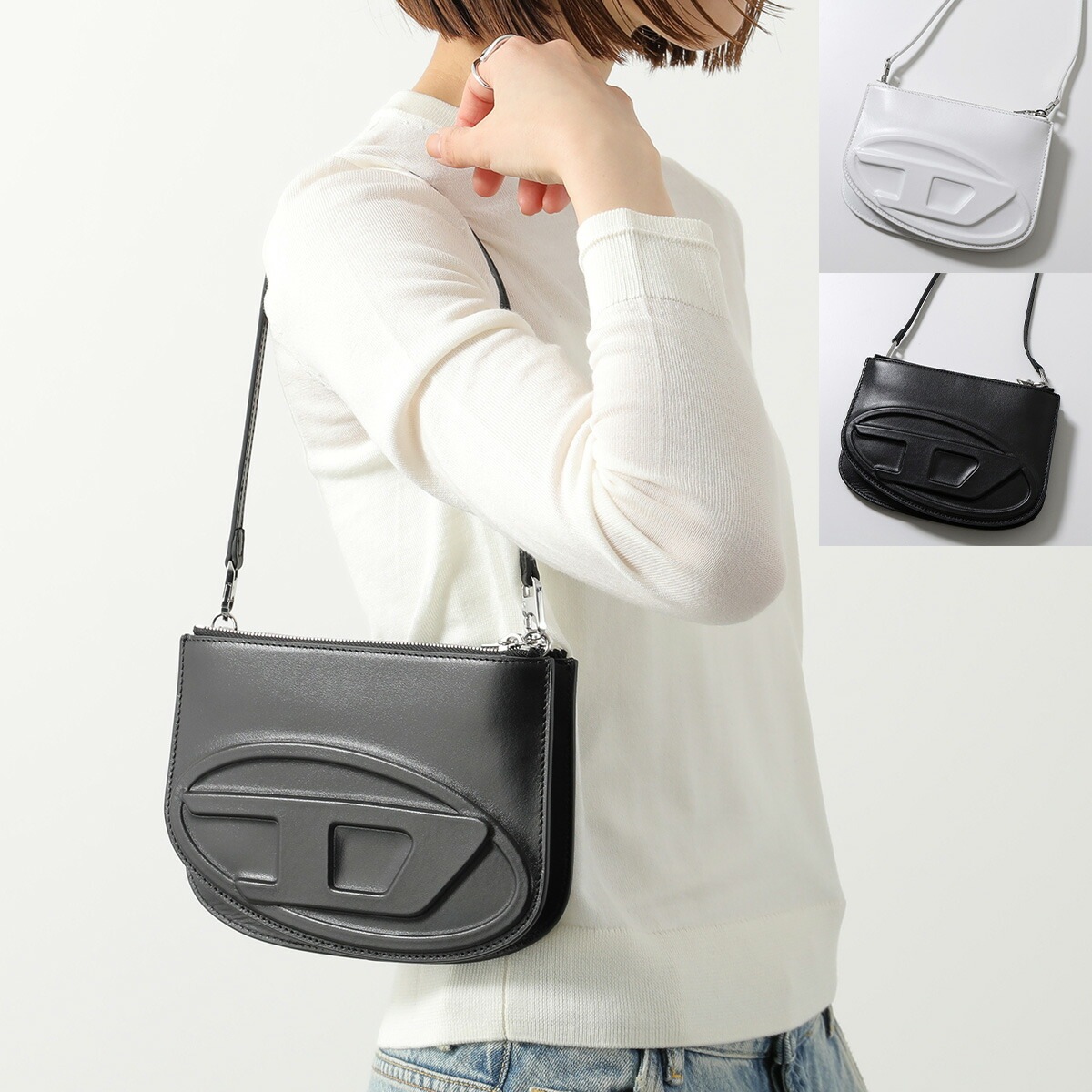 DIESEL ディーゼル ショルダーバッグ 1DR TWIN X10330 PR818 レディース レザー ハンドバッグ クロスボディ オーバルD ロゴ 鞄 カラー2色