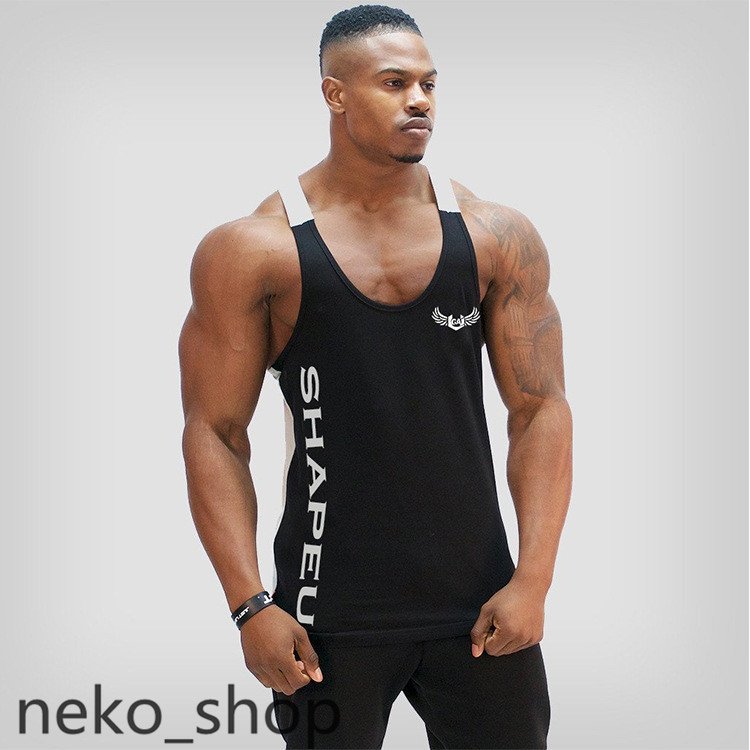 ノースリーブ Tシャツ 棉トップス メンズ 夏 タンクトップ トレーニングウェアジムウェアランニング カジュアル 吸汗