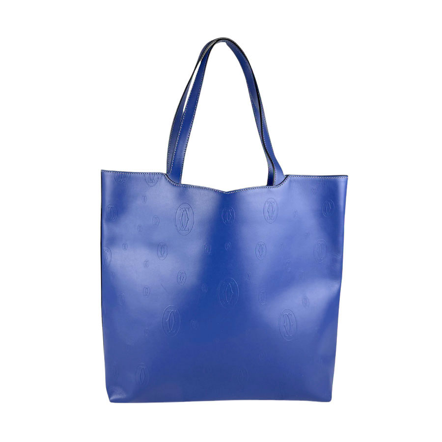 カルティエ CARTIER トートバッグ ショルダーバッグ レザー ブルー