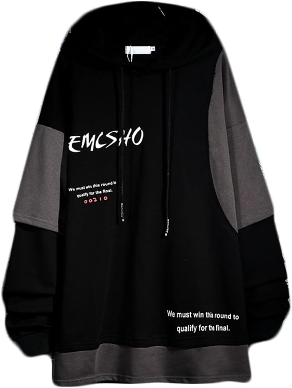 男性用 長袖 パーカー プルオーバー 学生 フェイクレイヤード フード付き 切り替え オシャレ カジュアル カッコイイ 通気性 ストレッチ 丸襟 体型パカー トップス トレーナー 柔らかい