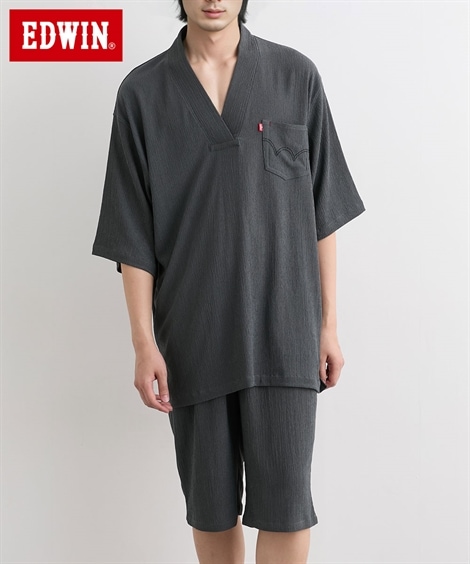 その他 ストレッチニット楊柳上下セット Vネック半袖トップス＋６分丈パンツ EDWIN エドウイン