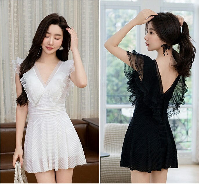 水着 レディース 体型カバー ワンピース オールインワン ホルターネック Vネック 大きいサイズ ビーチウエア スイムウエア 女性用 20代 30代 40代 露出控えめ