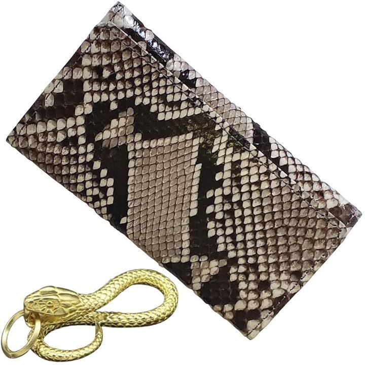 金運 アップ キーケース 錦蛇 本革 レザー ラッキー キーホルダー ハンドメイド 日本製(黄金蛇チャーム, タテ9.5cmxヨコ12.5cmxマチ2.5)