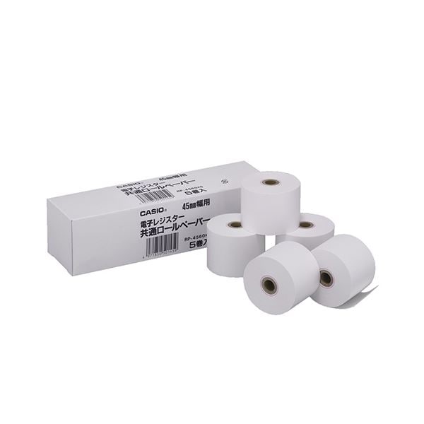 （まとめ）カシオ 電子レジスター用 ロールペーパー紙幅45mm RP-4560X5 1パック(5個)(×10セット)