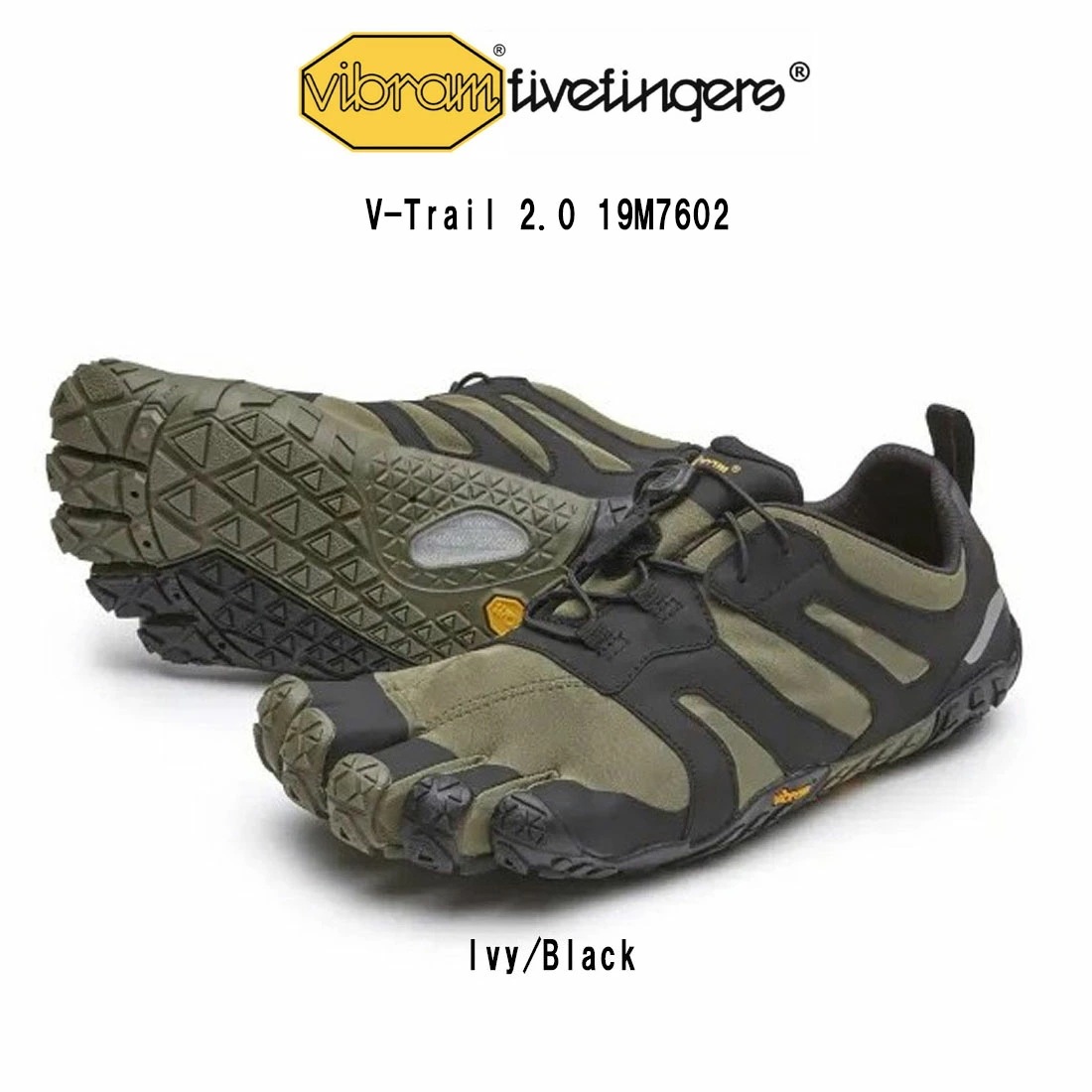 Vibram FiveFingers メンズ 五本指 シューズ ランニング トレラン カーキ MEGAGRIP 運動靴 V-Trail 2.0 19M7602