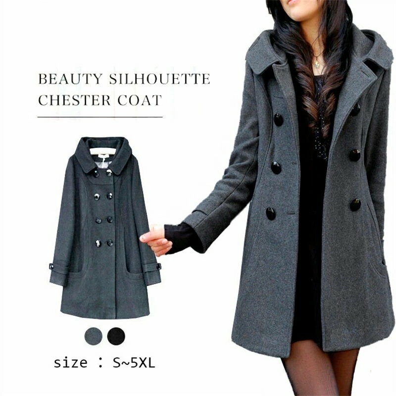 チェスターコート レディース コート ロングコートトレンチコート アウター 長袖 大人 羽織り きれいめ 着痩せ 大人 カジュアル 厚手 黒 グレー 春 秋 冬 シンプル 無地