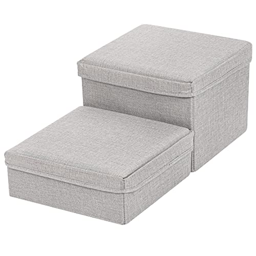 色：グレージュ OKselect ドッグステップ ペット用 階段 2段 奥行 大幅に広く改善 折畳み