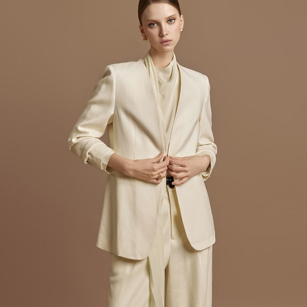 J2830 ウール カラーレス ジャケット