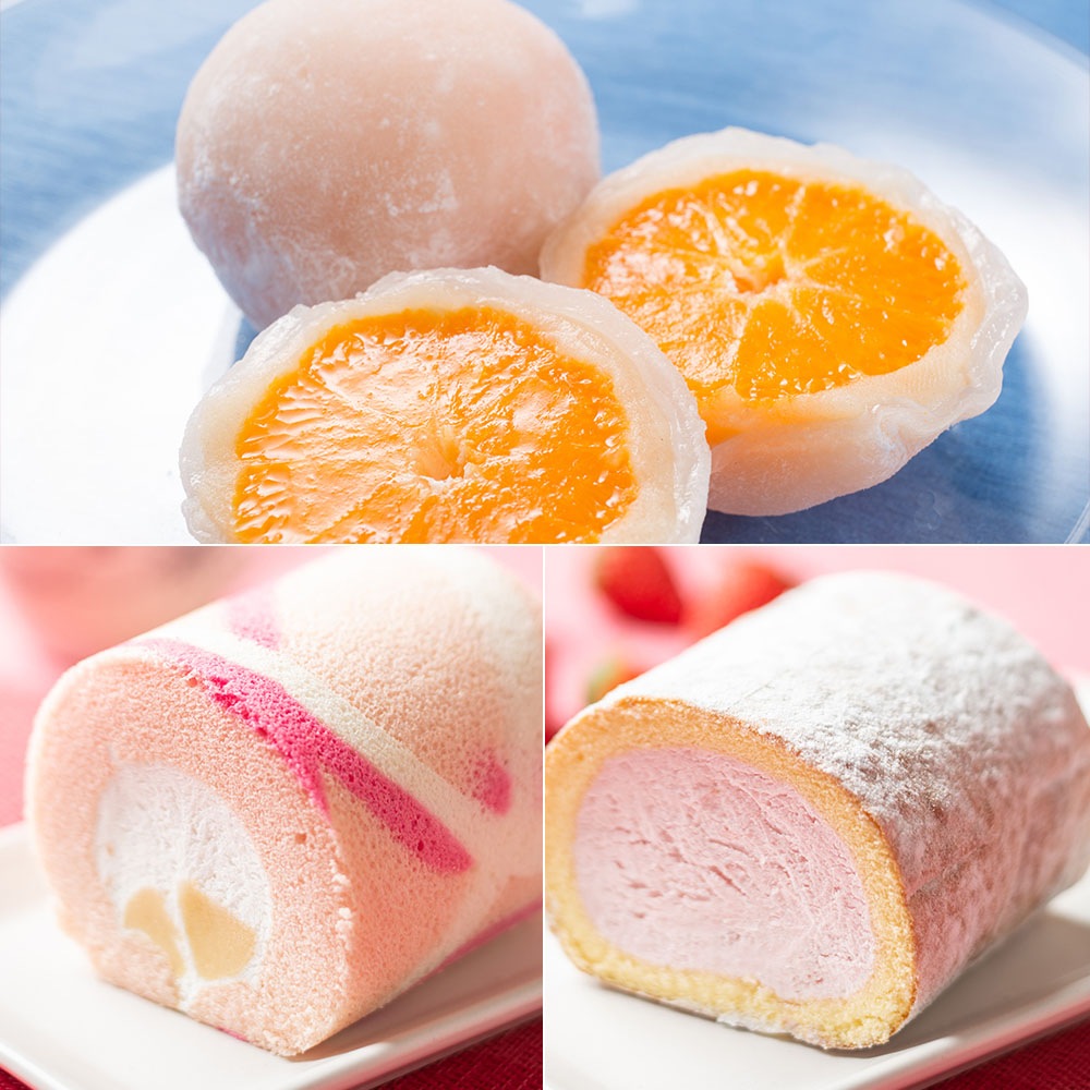 苺と桃のロールケーキセット 丸ごとみかん大福 セット 詰め合わせ ロールケーキ ハーフ みかん 大福 イチゴ もも ピーチ 桃 ロールケーキ クリーム 果肉入り ケーキ 冷凍 ギフト お土産 お祝い 6,013円