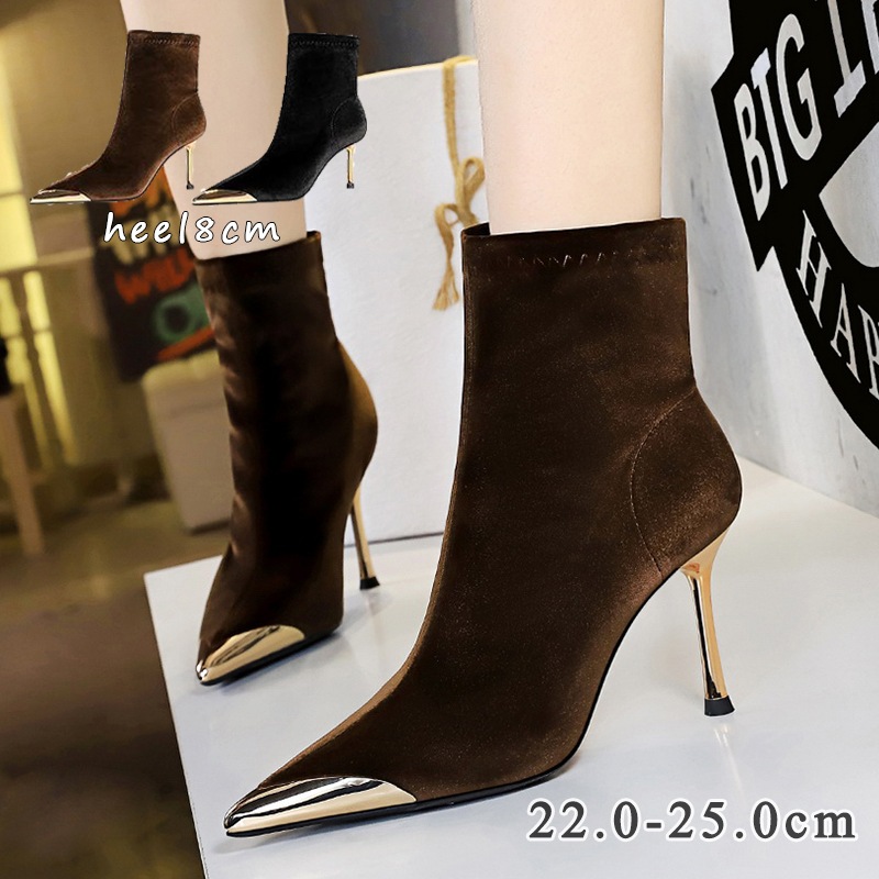 ショートブーツ レディース 歩きやすい ヒール ハイヒール ピンヒール 9cm スエード ポインテッドトゥ ショートブーツ ブーツ ブーティ ヒール ブーツ 大きいサイズ ヒールブーツ 足が細く見え