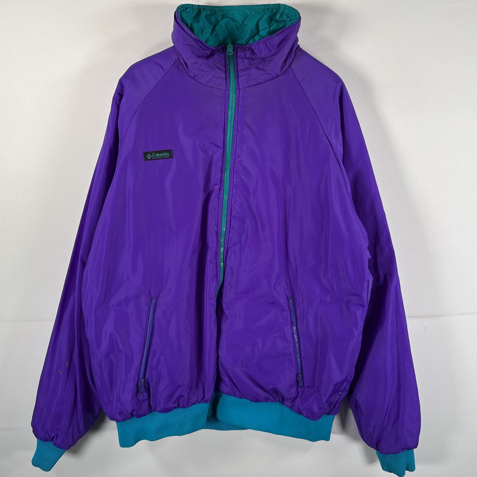 古着 90s/90年代 中綿ナイロンジャケット リバーシブル 大きいサイズ ワンポイントロゴ XL グリーン系 メンズ