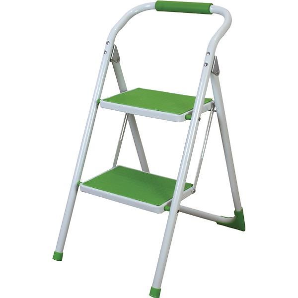 スチール製ステップ台/脚立 [グリーン] 幅39cmx奥行54cmx高さ76cm LFS-007GR