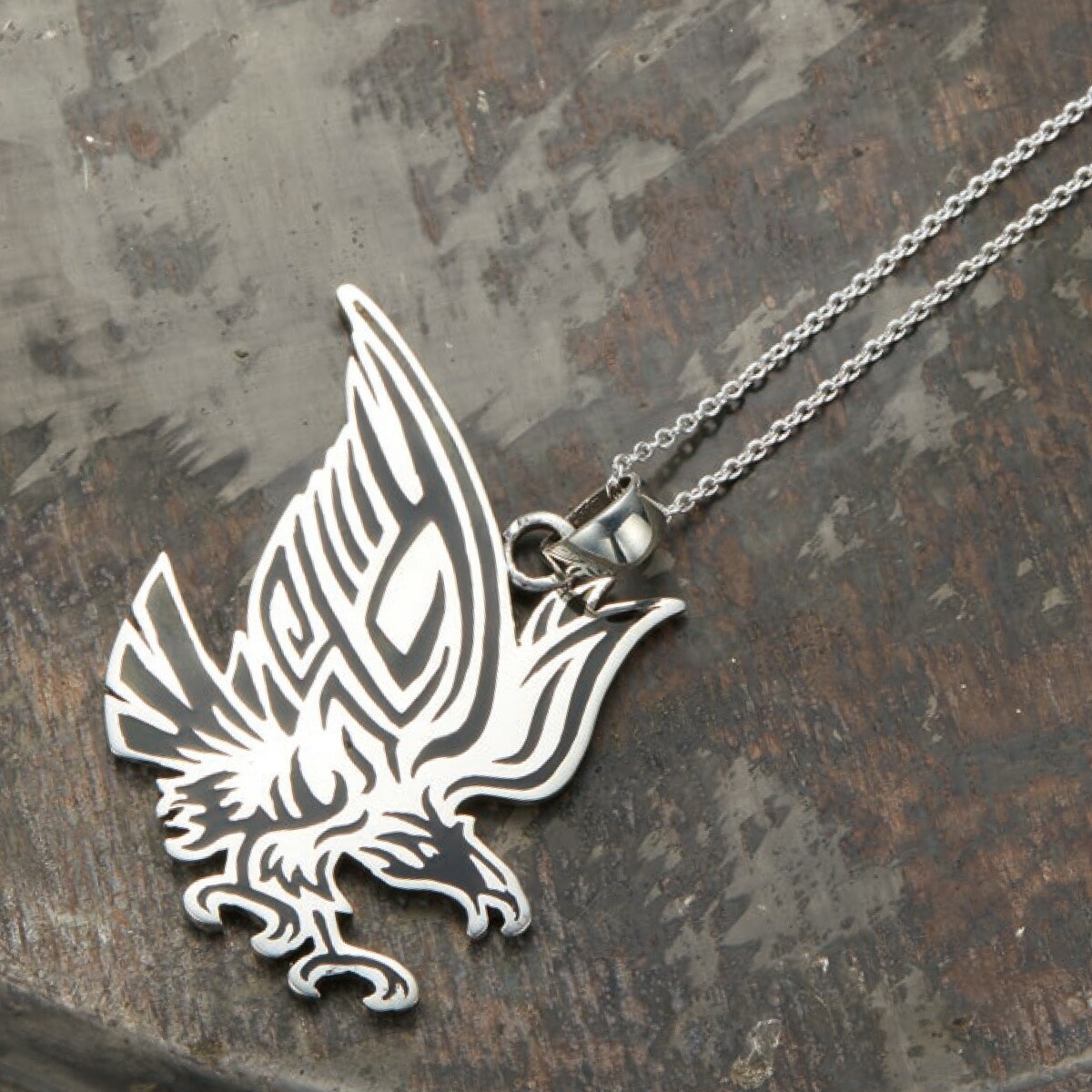 ネックレス ペンダント メンズ シルバー925 イーグル 鷲 ワシ 羽 鳥 プレート 大ぶり