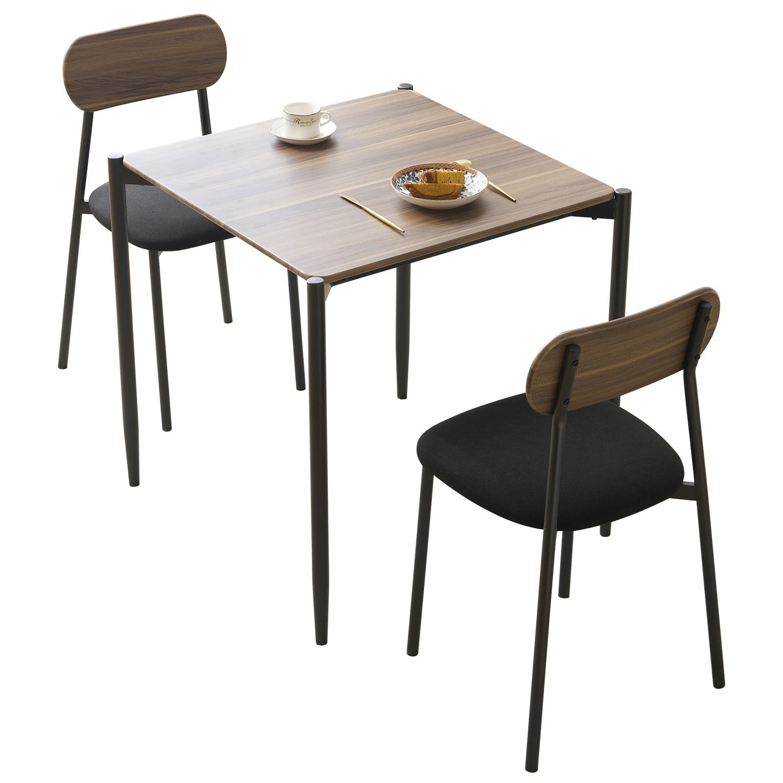 KOUKIDIダイニングテーブルセット2人用 3点セット ダイニング セット スチール 食卓 チェア2脚 幅70 コンパクトサイズ 2人掛け おしゃれ 2色 ブラウン 東京倉庫から発送 11,729円
