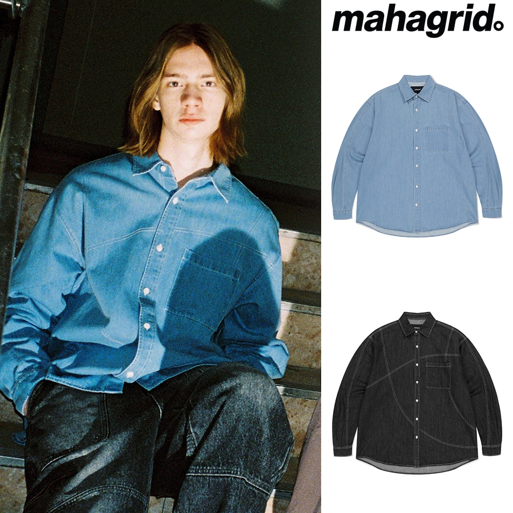 [mahagrid] STITCHED DENIM SHIRT