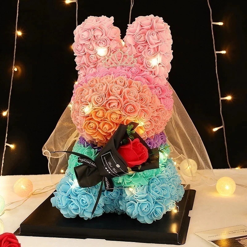 5 バレンタインデーギフト永遠の花ウサギ人形ガールフレンド誕生日飾りローズベア