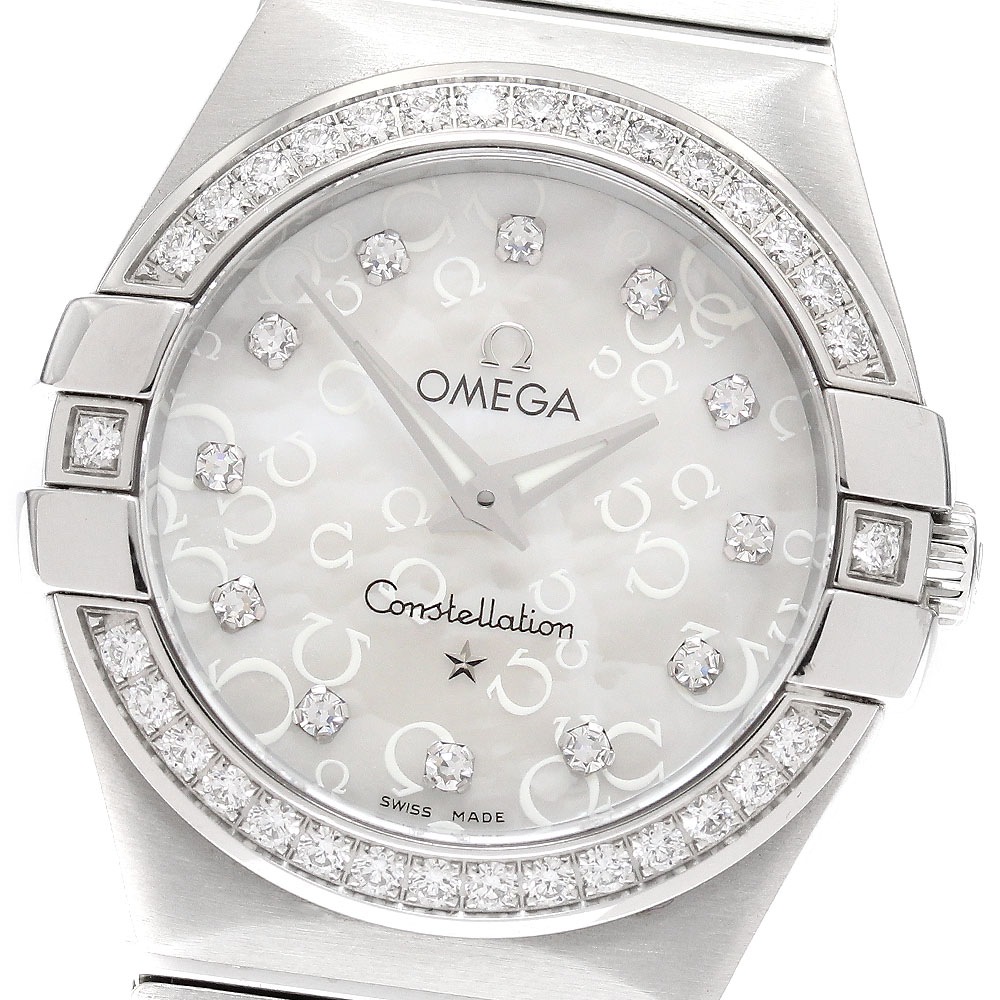 オメガ OMEGA 123.15.27.60.55.005 コンステレーション ブラッシュ ダイヤベゼル 12P クォーツ レディース 箱・保証書付き_934605【中古】