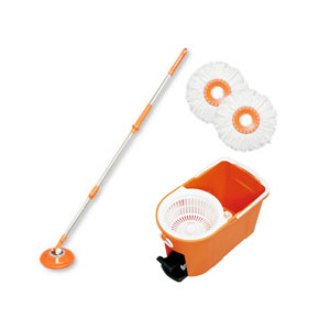 アイリスオーヤマ KMO-490S-オレンジ 回転モップ (洗浄機能付き) KMO490Sオレンジ