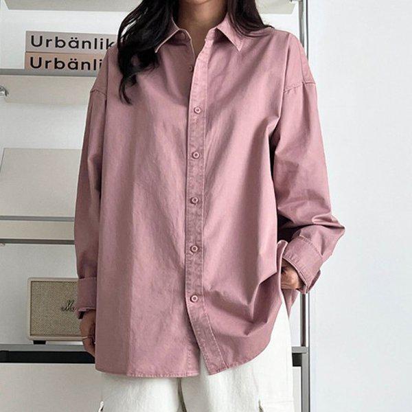 Hスタイル(SH)ピグメントシャツ 秋 女性 長袖 シャツ ブラウス NB