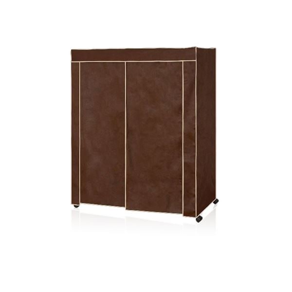 ハンガーラック 衣類収納 幅約151.5cm ブラウン 不織布 カバー付き 組立品 スチールハンガー ベッドルーム 寝室