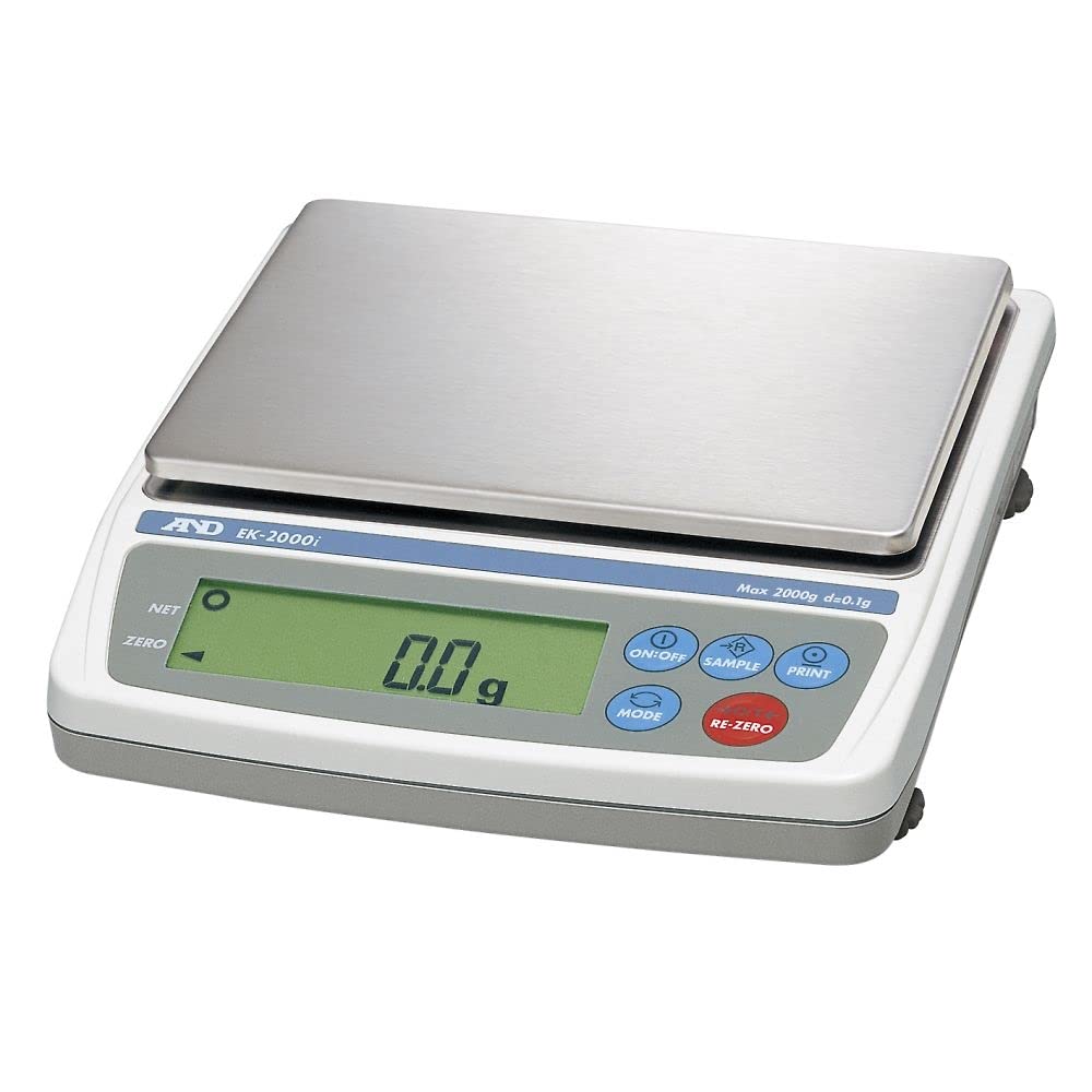 A&D パーソナル天びん EK-2000i 最大2000g 最小表示:0.1g 皿寸法:170(W)×133(D)mm 検定無 一般校正 コンパクト電子天秤 [ひょう量2000g 目量0.1g]