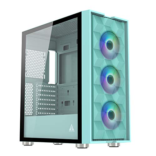 色：ブルー GOLDEN FIELD MAGE ミドルタワー型PCケース 強化ガラス MATX/AT
