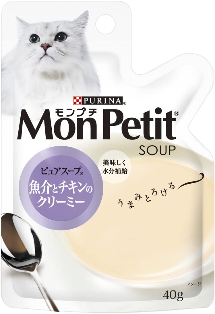 驚きの価格が実現！】 パウチ ピュアスープ モンプチ 成猫用 [キャットフード] (ケース販売) 40g48袋入り 魚介とチキンのクリーミー  キャットフード - flaviogimenis.com.br