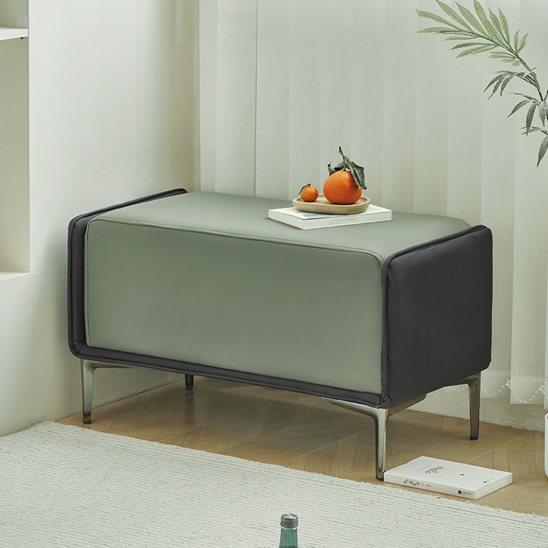 スツール ベッドサイドスツール バイカラー 直径80cm 長方形 幅広 椅子 かわいい おしゃれ シンプル オットマン ドレッシング チェア 寝室 リビング